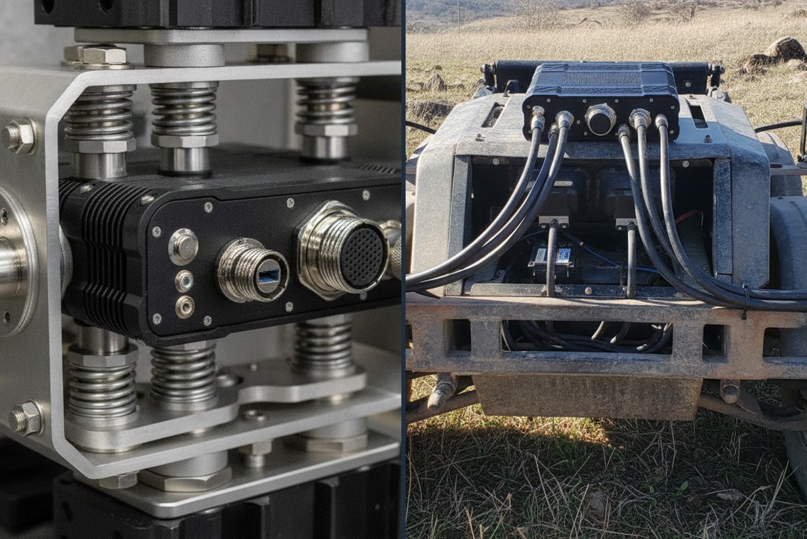 In-vehicle equipment-bay install of the RGTS-RML-EAI-NX-TVI on a vibration-isolated mount